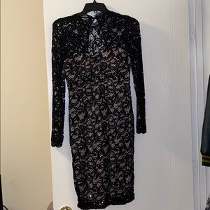 Black/nude lace dress